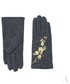 Rękawiczki EVANGARDA Eleganckie grafitowe rękawiczki damskie z haftowanymi żółtymi kwiatkami
