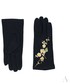 Rękawiczki EVANGARDA Szykowne czarne rękawiczki damskie z haftowanymi żółtymi kwiatkami