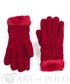 Rękawiczki EVANGARDA Czerwone rękawiczki z futerkiem i warkoczem