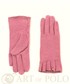 Rękawiczki EVANGARDA Wełniane różowe rękawiczki damskie z falbanką