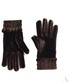 Rękawiczki EVANGARDA Welurowe rękawiczki damskie z falbanką brązowe