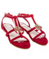 Sandały Anesia Paris Czerwone zamszowe sandałki z ozdobą FLEUR odcienie czerwieni