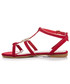 Sandały Anesia Paris Czerwone zamszowe sandałki z ozdobą FLEUR odcienie czerwieni