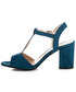 Sandały Flyfor Zamszowe sandałki na słupku DOMINIQUE odcienie niebieskiego