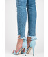 Sandały Ideal Shoes Zamszowe szpilki z kokardą SHANTAE odcienie niebieskiego