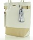Shopper bag Merg PABIA Torebka na ramię z frędzlem biały ze złotym