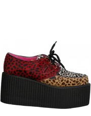 półbuty Buty Underground CREEPERS TRIPLE SOLE Capucino Leopard Red - Martensy.pl