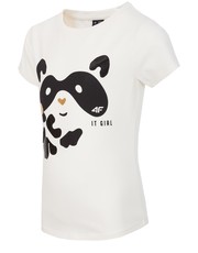 koszulka T-shirt dla małych dziewczynek JTSD106z - kremowa biel - - 4f.com.pl