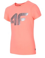 koszulka Koszulka sportowa dla dużych dziewcząt JTSD404z - koralowy - - 4f.com.pl