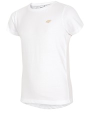 koszulka T-shirt dla dużych dziewcząt JTSD201 - biały - - 4f.com.pl