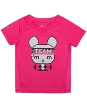 koszulka Koszulka treningowa dla małych dziewczynek JTSD304 - róż fluo - - 4f.com.pl
