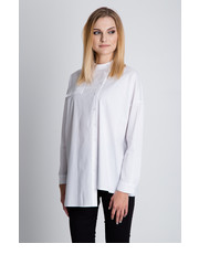 koszula Biała asymetryczna koszula z długim rękawem - Bialcon.pl