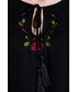 Bluzka Bialcon Czarna bluzka z oryginalnym kwiatowym haftem