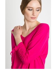 bluzka Różowa bluzka z wiązaniem na rękawach - Bialcon.pl