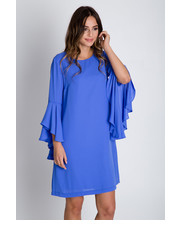 sukienka Luźna niebieska sukienka z rozkloszowanymi rękawami - Bialcon.pl