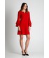 Sukienka Bialcon Czerwona sukienka z falbaną na rękawach