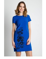 sukienka Niebieska sukienka z krótkim rękawem - Bialcon.pl