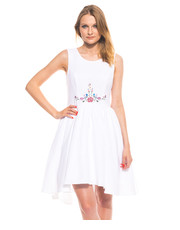 sukienka Lniana sukienka w kolorze białym - Bialcon.pl
