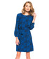 Sukienka Bialcon Niebieska sukienka we wzory wiązana w talii