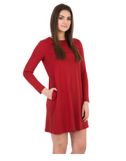 sukienka Czerwona sukienka z długim rękawem - Bialcon.pl