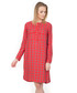 Sukienka Bialcon Czerwona sukienka w delikatną kratę z długim rękawem