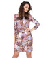 Sukienka Bialcon Dzianinowa sukienka w kwiaty z rękawem 3/4 oraz kieszeniami