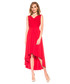 Sukienka Bialcon Czerwona sukienka z dekoltem w literkę V oraz z rozkloszowanym dołem