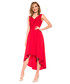 Sukienka Bialcon Czerwona sukienka z dekoltem w literkę V oraz z rozkloszowanym dołem