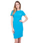Sukienka Bialcon Dopasowana niebieska sukienka z krótkim rękawem