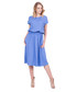 Sukienka Bialcon Długa niebieska sukienka z krótkim rękawem