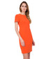 Sukienka Bialcon Pomarańczowa dopasowana sukienka z podszewką i krótkim rękawem