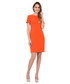 Sukienka Bialcon Pomarańczowa dopasowana sukienka z podszewką i krótkim rękawem