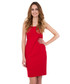 Sukienka Bialcon Dopasowana czerwona sukienka z głębszym dekoltem