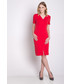 Sukienka Bialcon Dopasowana czerwona sukienka z dekoltem w literkę V