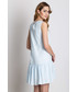 Sukienka Bialcon Błękitna sukienka bez rękawów z szeroką falbanką u dołu