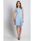 Sukienka Bialcon Plisowana błękitna sukienka z krótkim rękawem