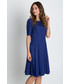 Sukienka Bialcon Niebieska rozkloszowana sukienka z krótkim rękawem