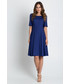 Sukienka Bialcon Niebieska rozkloszowana sukienka z krótkim rękawem