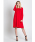 Sukienka Bialcon Czerwona dresowa sukienka z długim rękawem