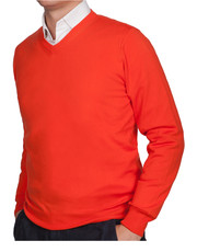 sweter męski Sweter Bawełniany Matt Pomarańczowy - Lancerto.com