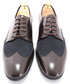Półbuty męskie Man Fashion 2742 BRĄZ-GRANAT - Wizytowe buty męskie w stylu casual