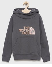 Bluza bluza bawełniana dziecięca kolor szary z kapturem z nadrukiem - Answear.com The North Face