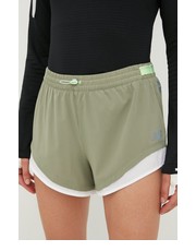 Spodnie szorty do biegania Q Speed Fuel damskie kolor zielony z nadrukiem medium waist - Answear.com New Balance