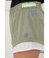 Spodnie New Balance szorty do biegania Q Speed Fuel damskie kolor zielony z nadrukiem medium waist