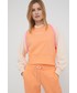 Bluza New Balance bluza bawełniana damska kolor pomarańczowy z kapturem z aplikacją