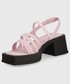 Sandały na obcasie Vagabond sandały skórzane HENNIE kolor różowy