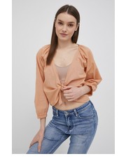 Bluzka bluzka z domieszką lnu damska kolor pomarańczowy gładka - Answear.com Roxy