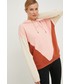 Bluza Roxy bluza damska kolor różowy z kapturem wzorzysta