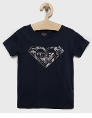 Koszulka t-shirt bawełniany dziecięcy kolor granatowy - Answear.com Roxy