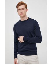 Sweter męski sweter z domieszką wełny męski kolor granatowy lekki - Answear.com Guess